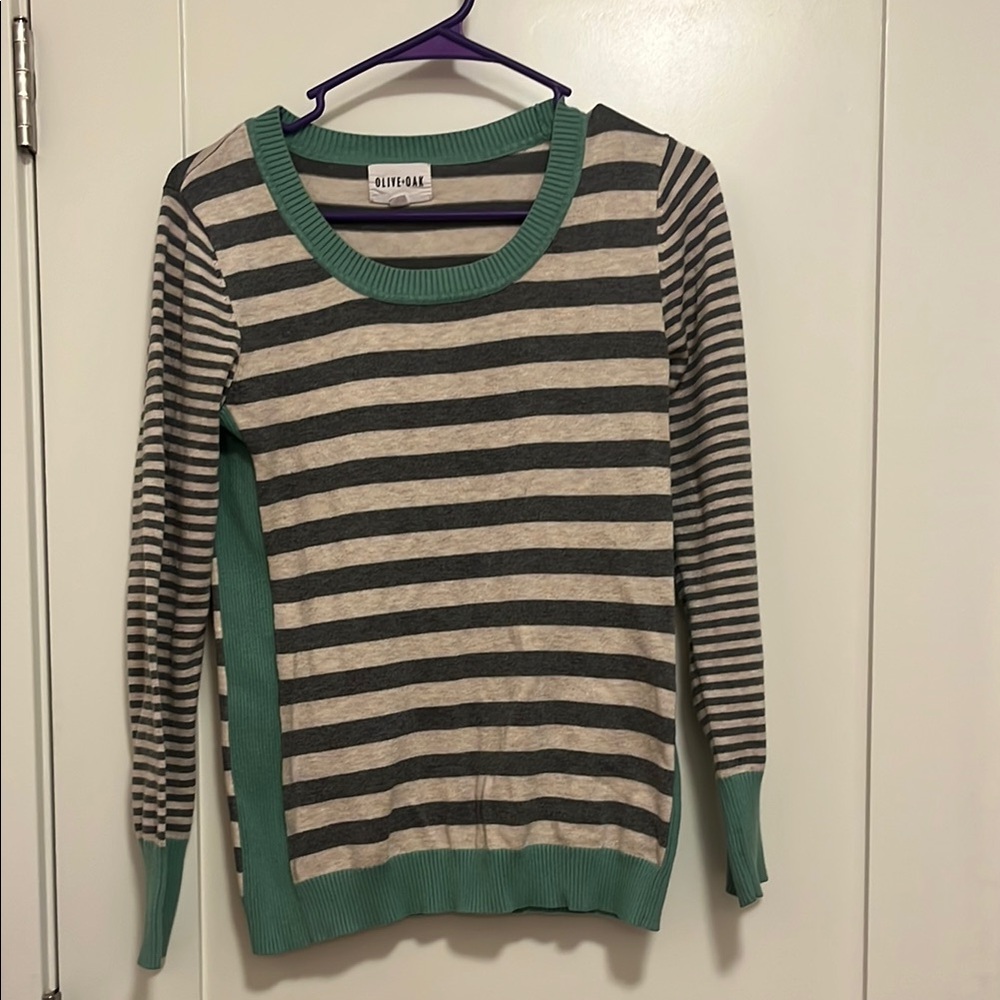 Olive & Oak Striped Crew Neck Sweater